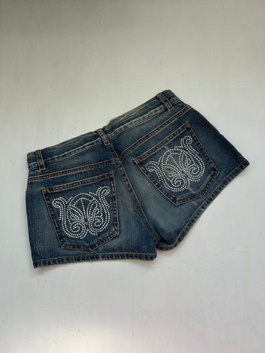 Navy blue denim low rise mini short (S)