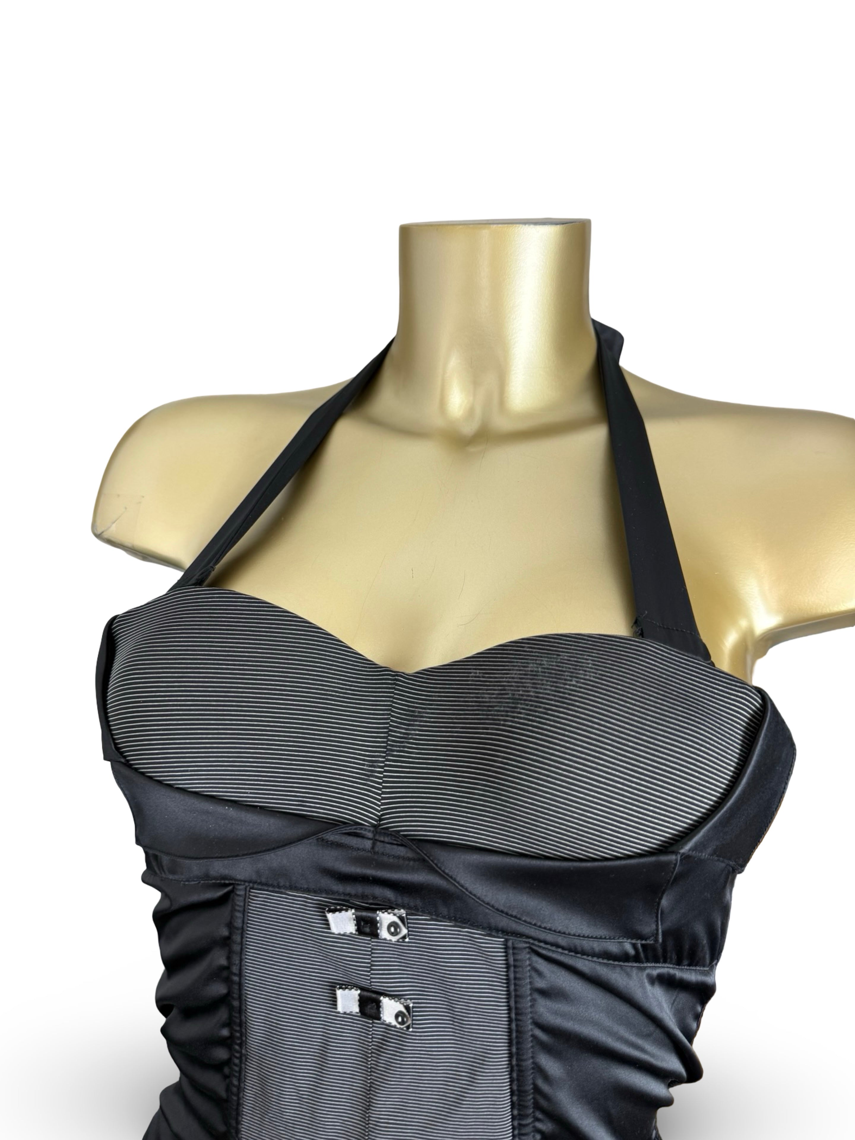 Black mesh corset + thong set (S)