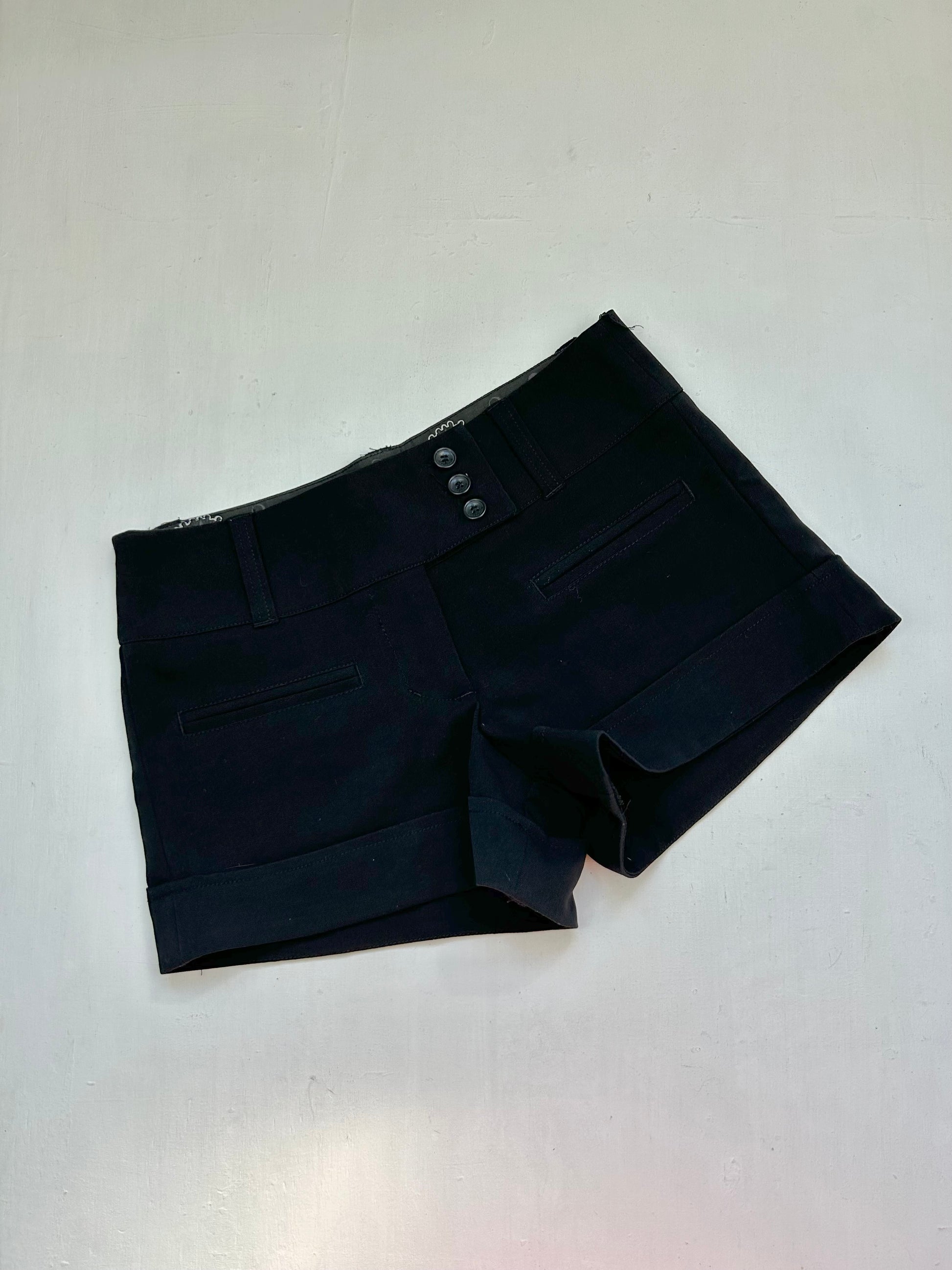 Black office siren low rise mini short (S)