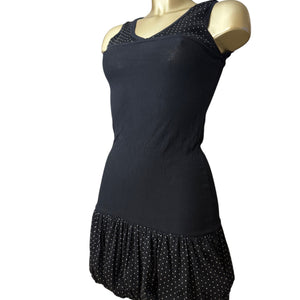 Black polka dots mini ballon dress (S)