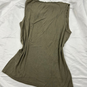 Khaki flower appliqué super stretchy tank top (XL)