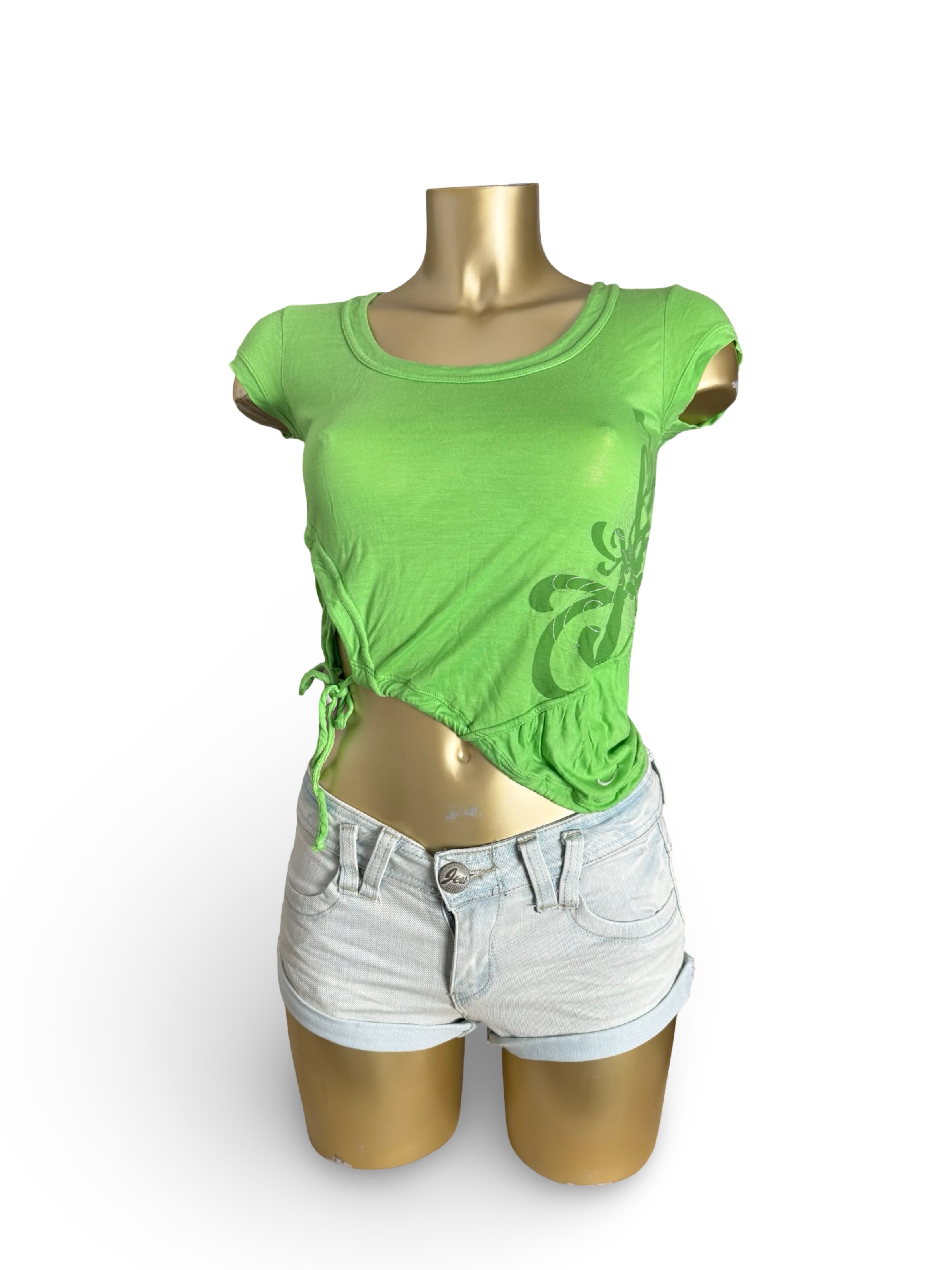 Green activewear tie up tee (XS)