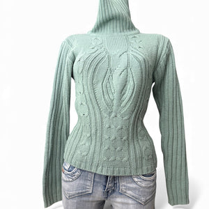 Blue turtleneck ribbed jumper (M)