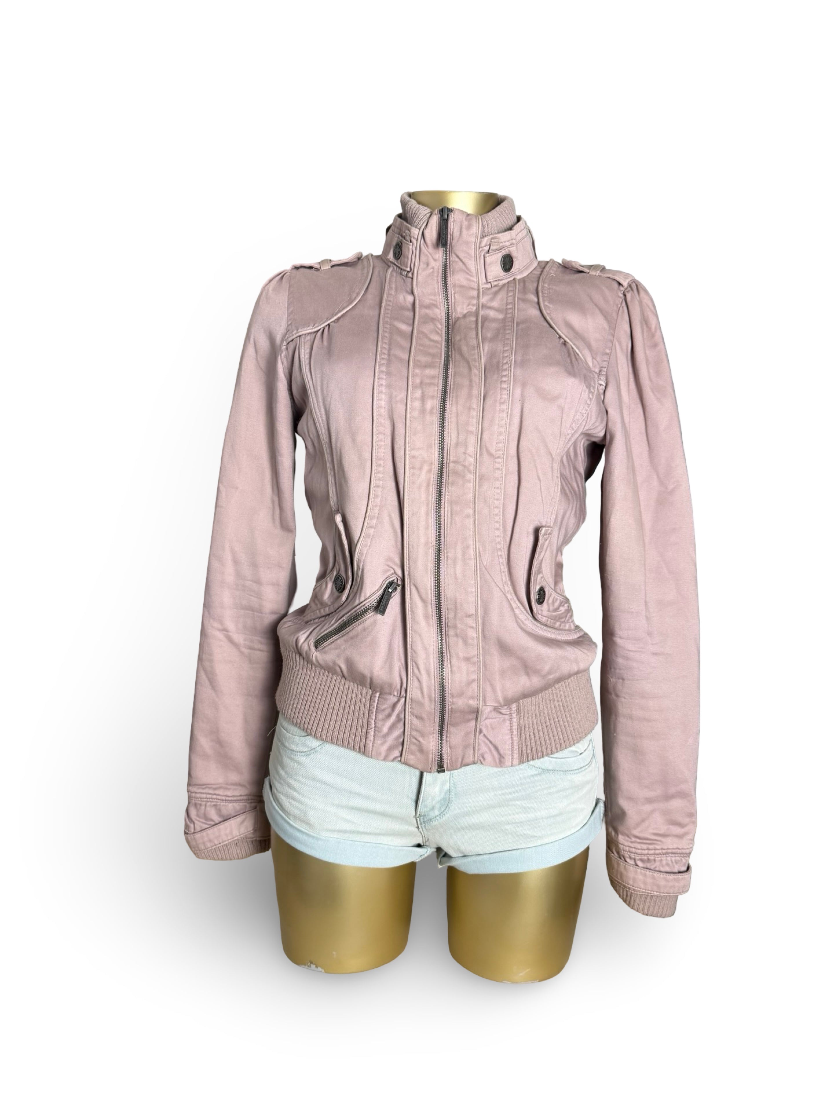 Pink cotton biker jacket (L)