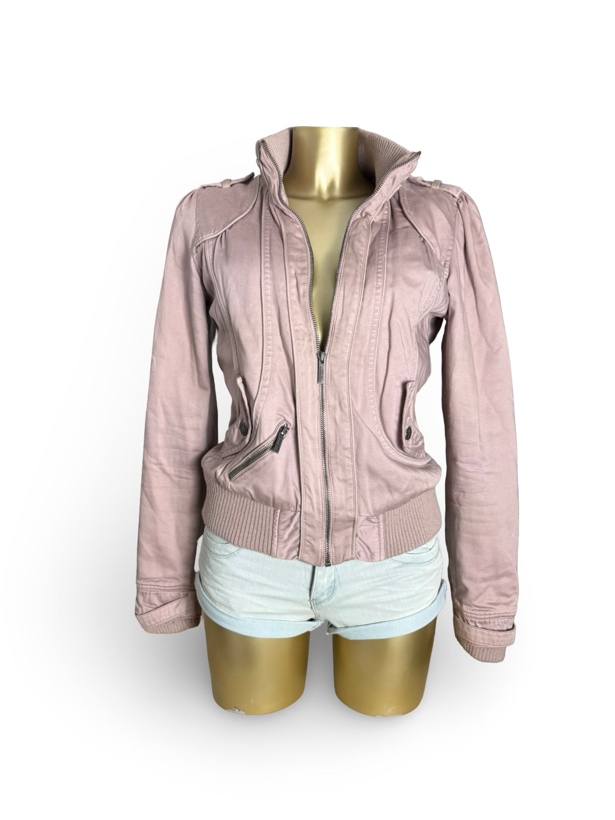 Pink cotton biker jacket (L)