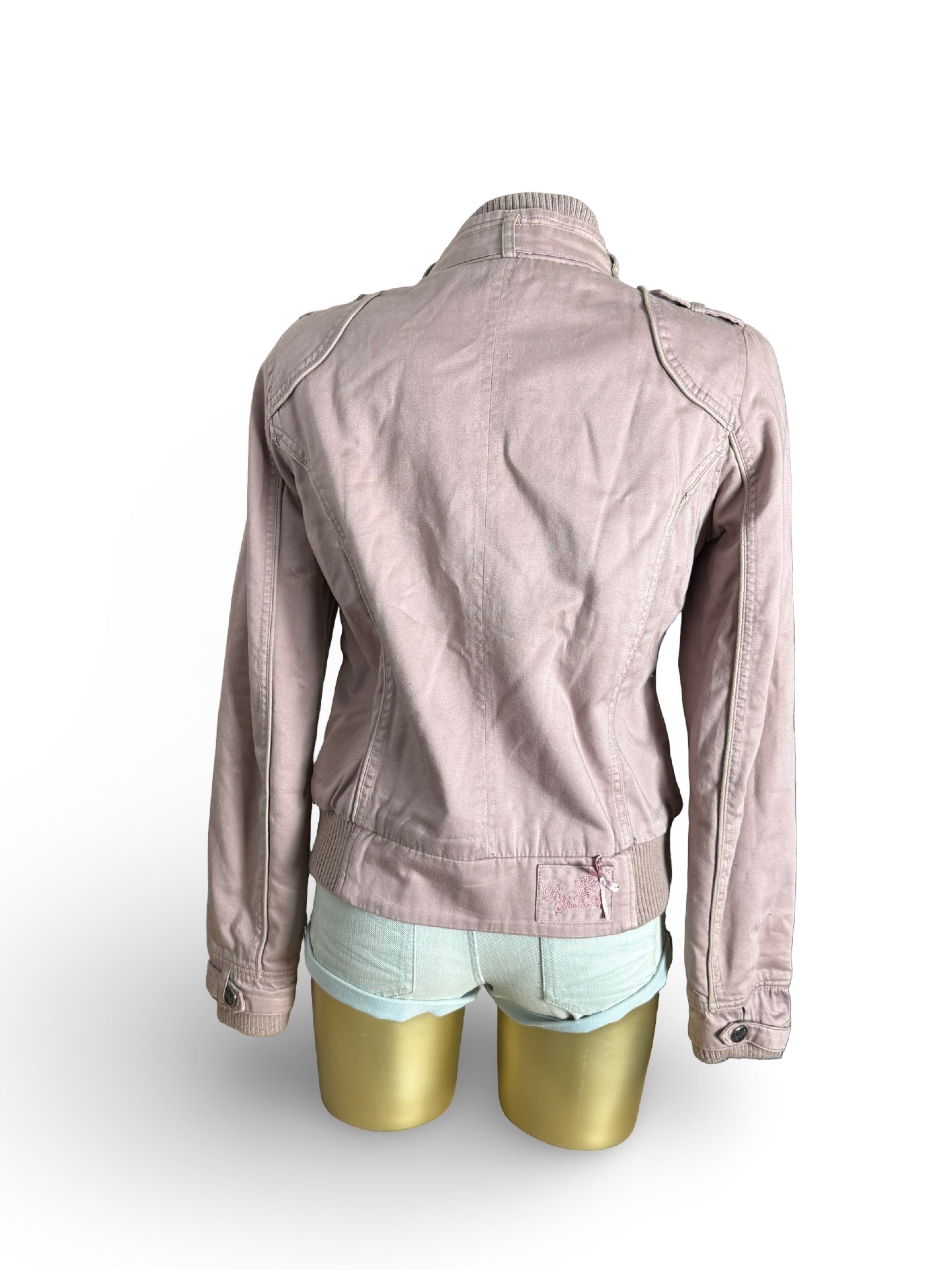 Pink cotton biker jacket (L)