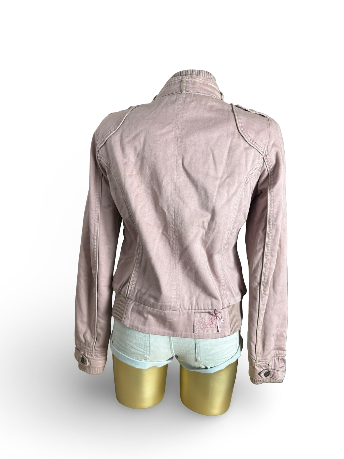 Pink cotton biker jacket (L)