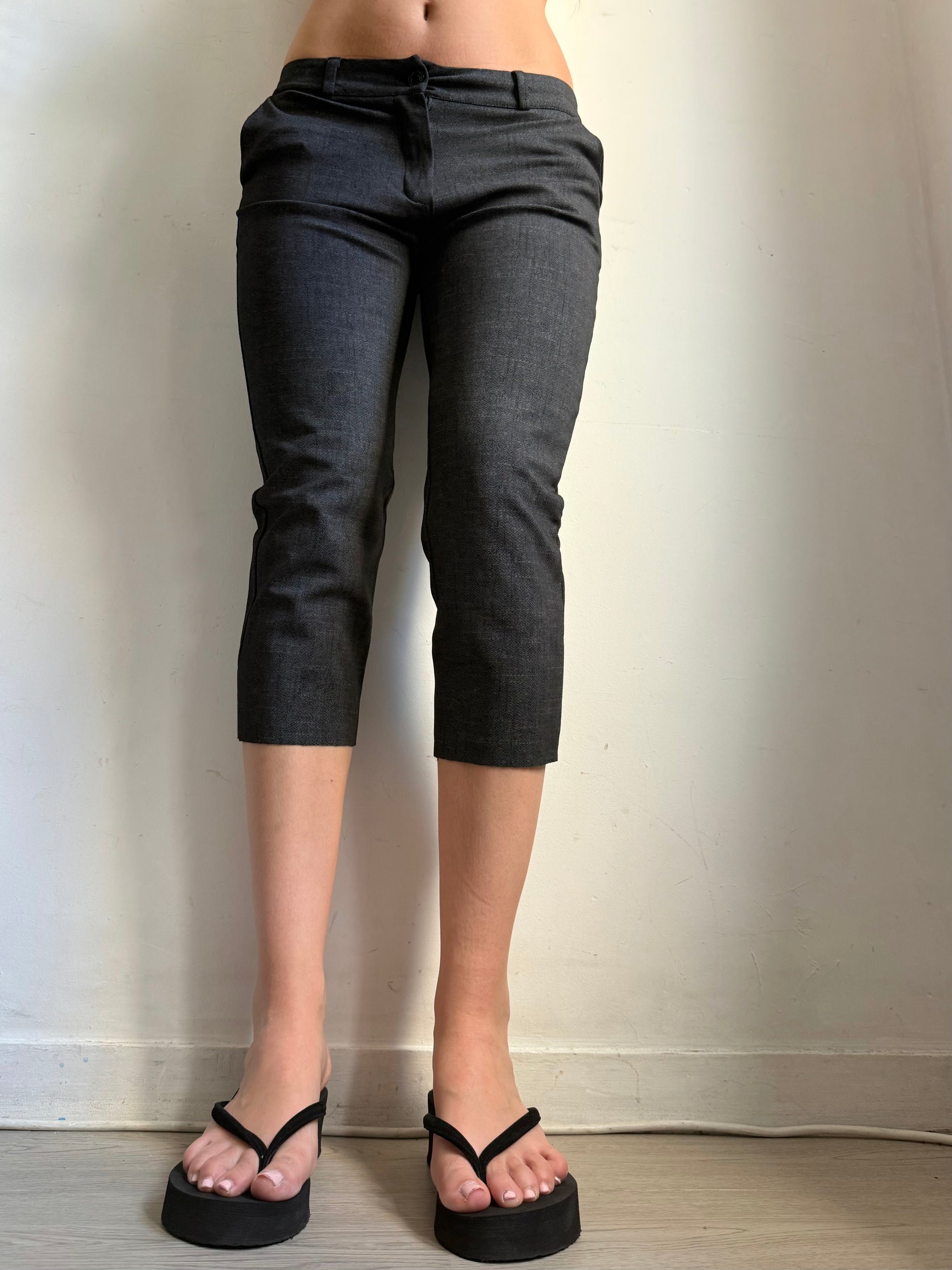 Grey low waist office capri pants (M)