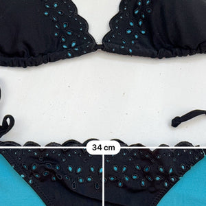 Black  low rise embroidered bikini set (S/M)