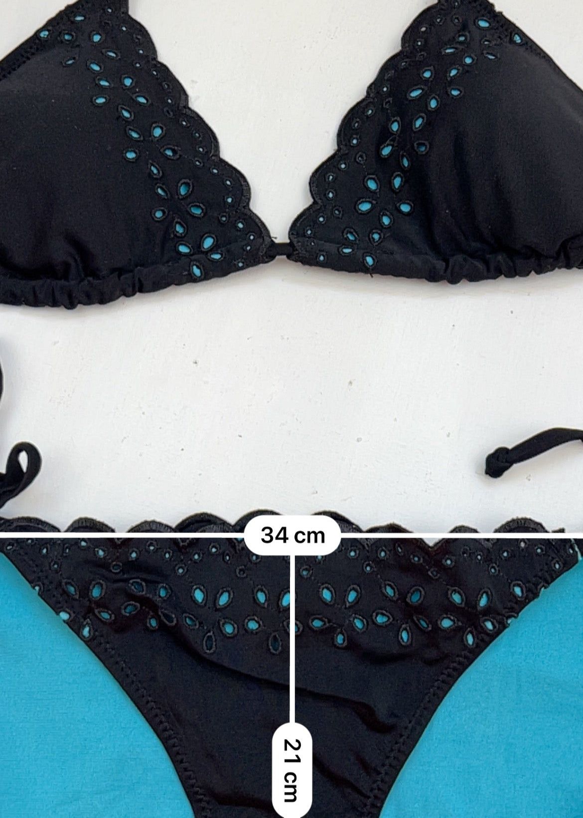 Black  low rise embroidered bikini set (S/M)