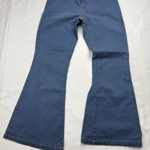 Blue denim low rise flare pants (XS)