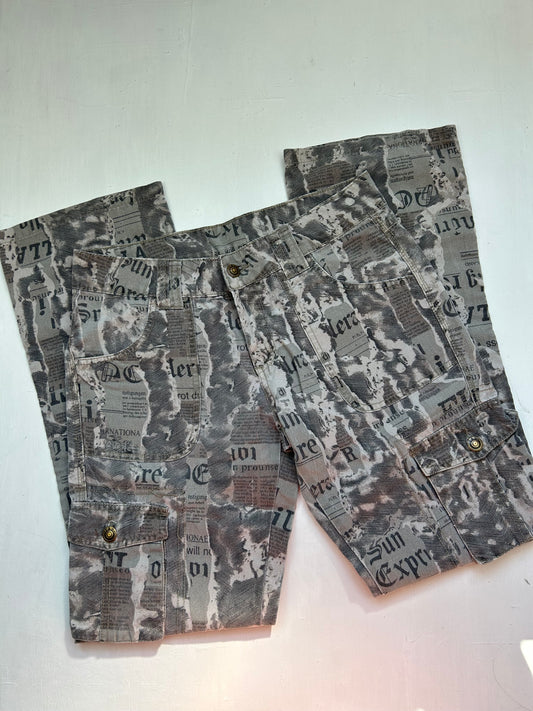 Khaki cargo low rise pants (S)
