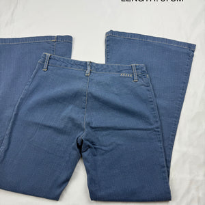 Blue denim low rise flare pants (XS)