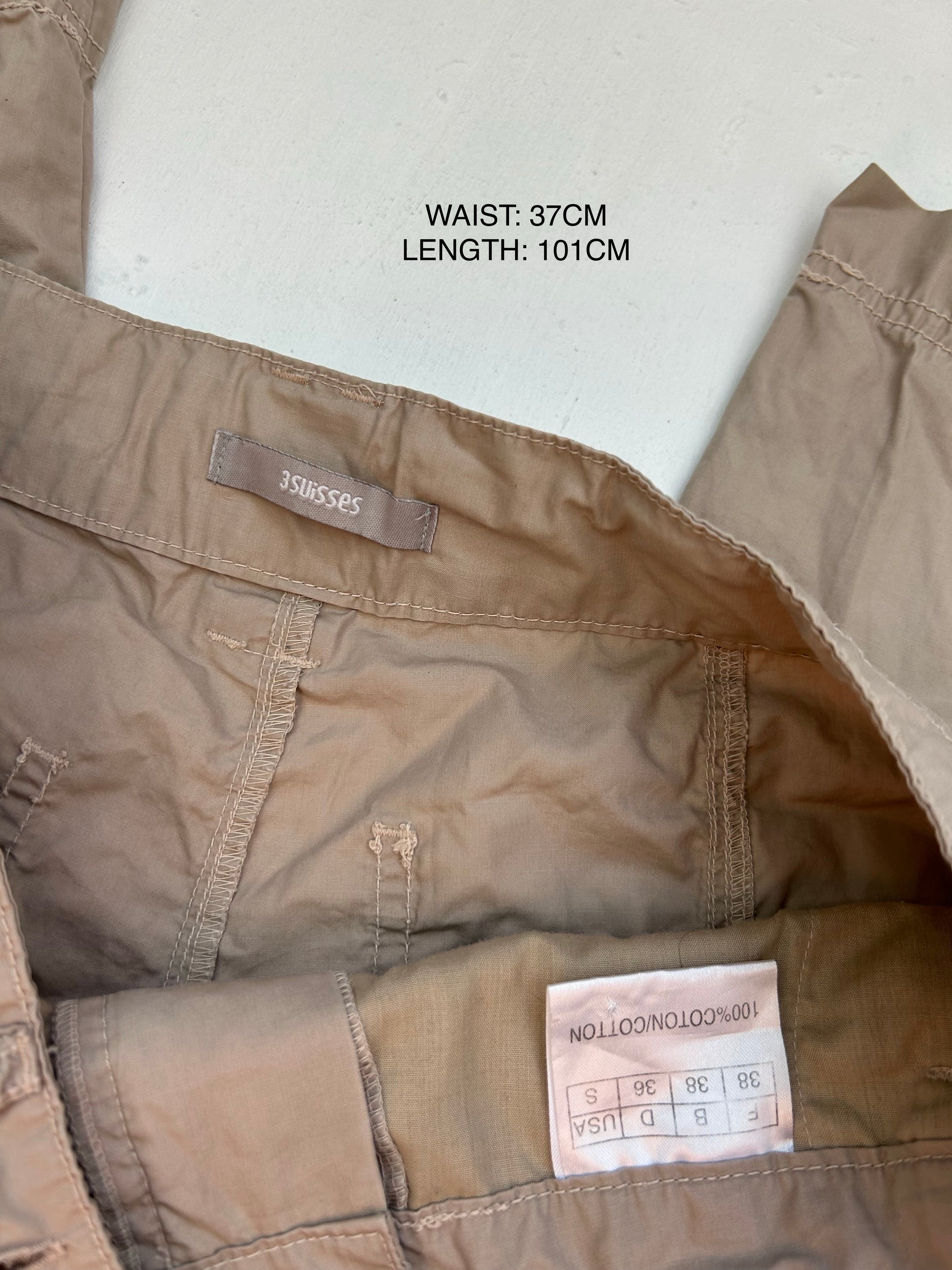 Beige cargo low rise baggy pants (L)