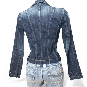 Blue denim tight fit office blazer jacket (XS/S)