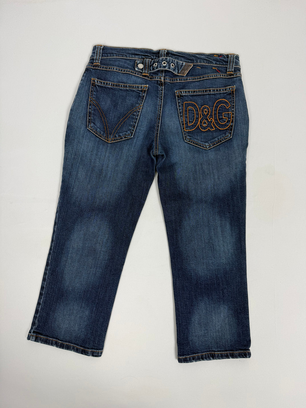 Navy denim low rise capri pants (S)