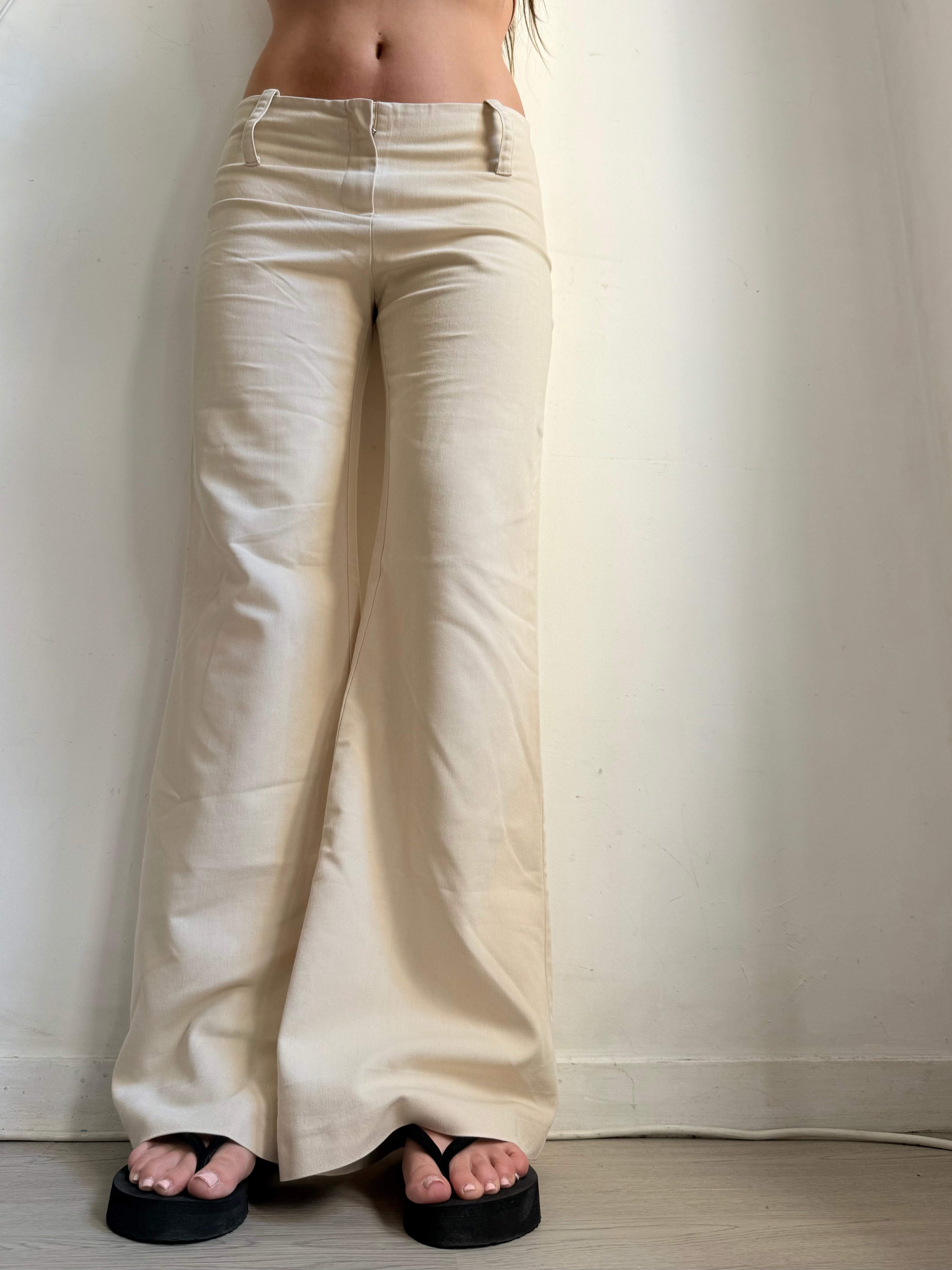 Beige low waist office flare pants (M)