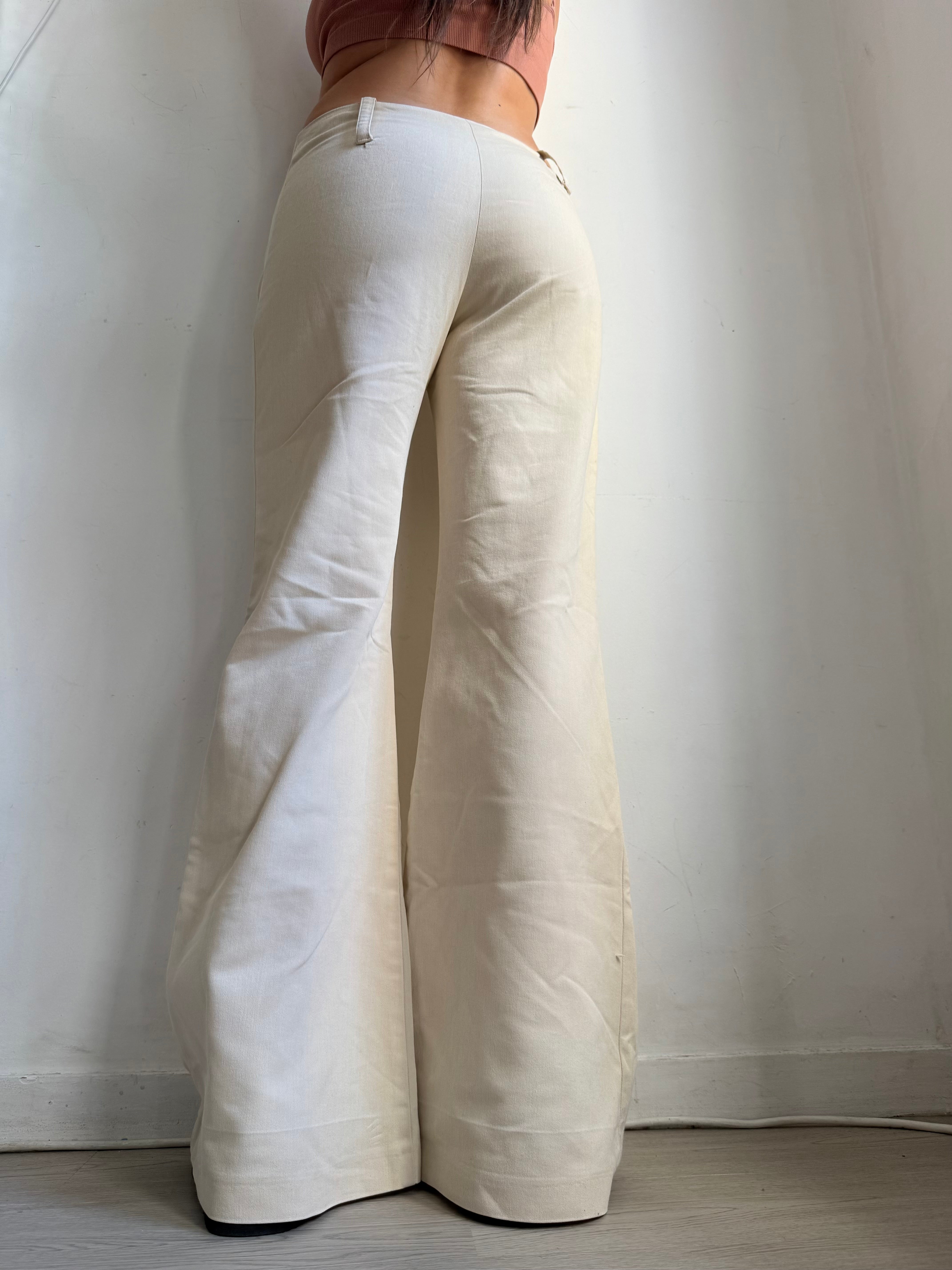 Beige low waist office flare pants (M)