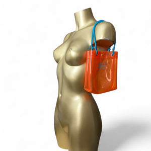 Neon orange pvc mini handbag (15x21cm)
