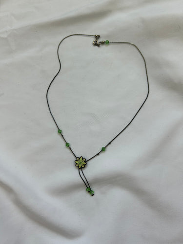 Green & silver pendant necklace