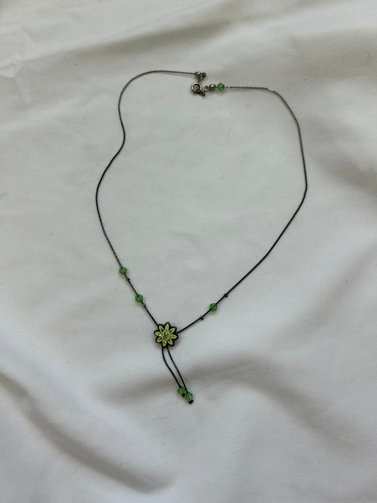 Green & silver pendant necklace