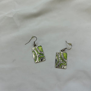 Green cord pendant necklace + earrings set