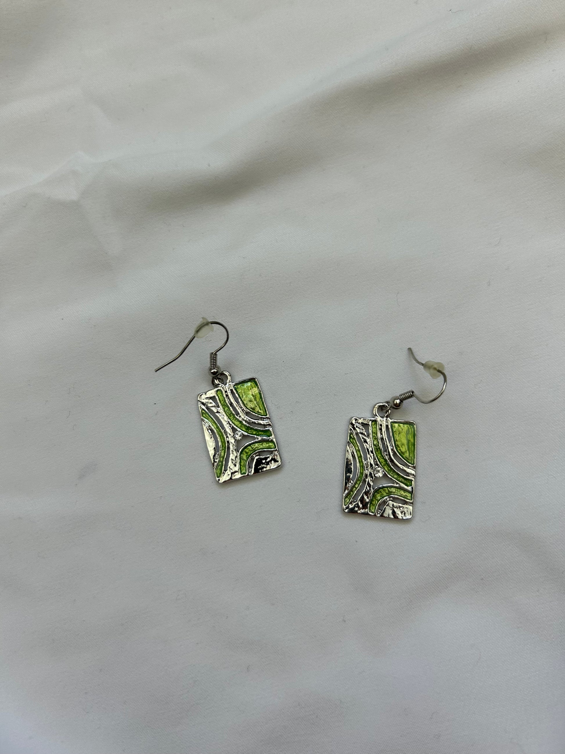 Green cord pendant necklace + earrings set