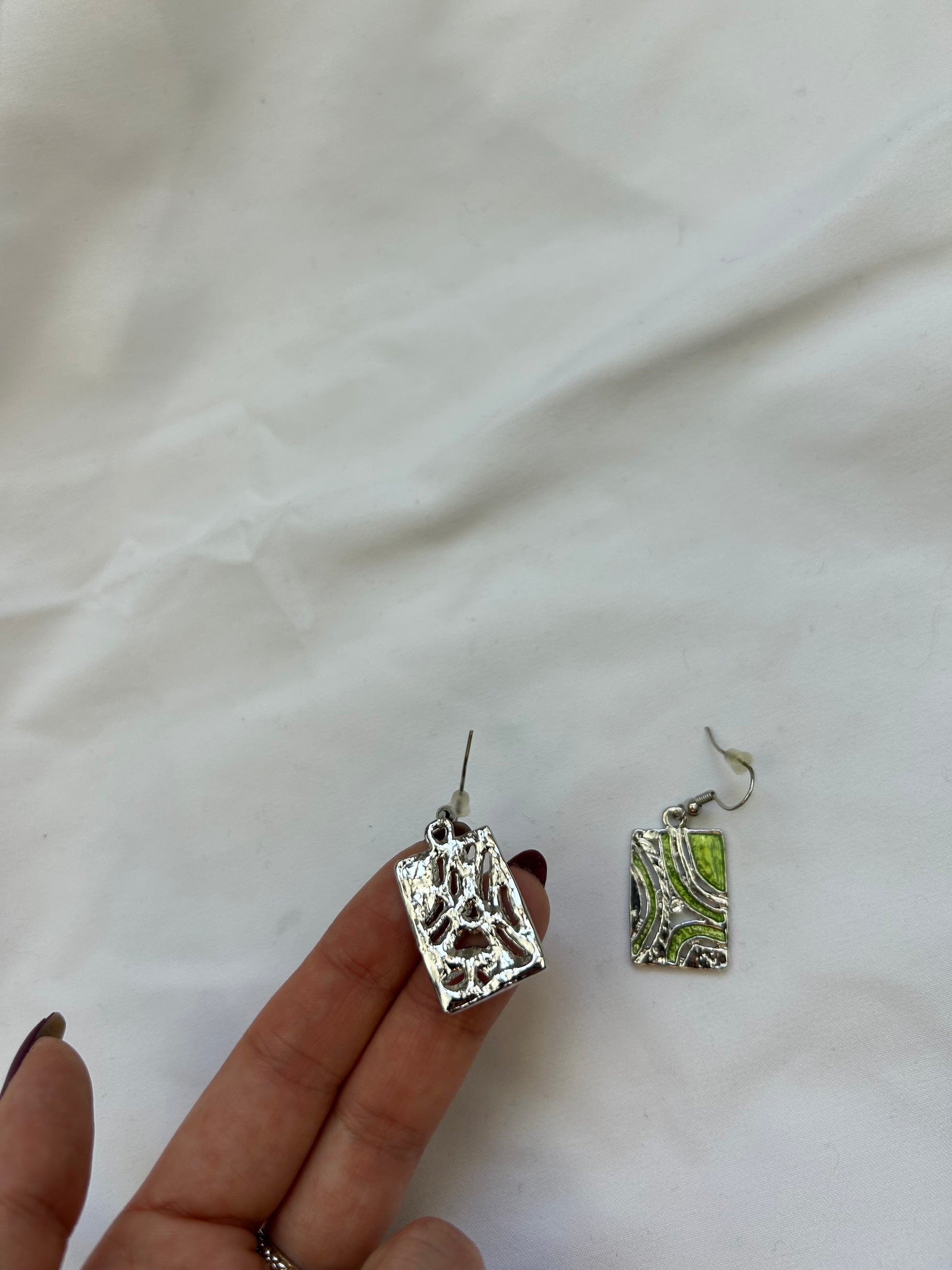 Green cord pendant necklace + earrings set