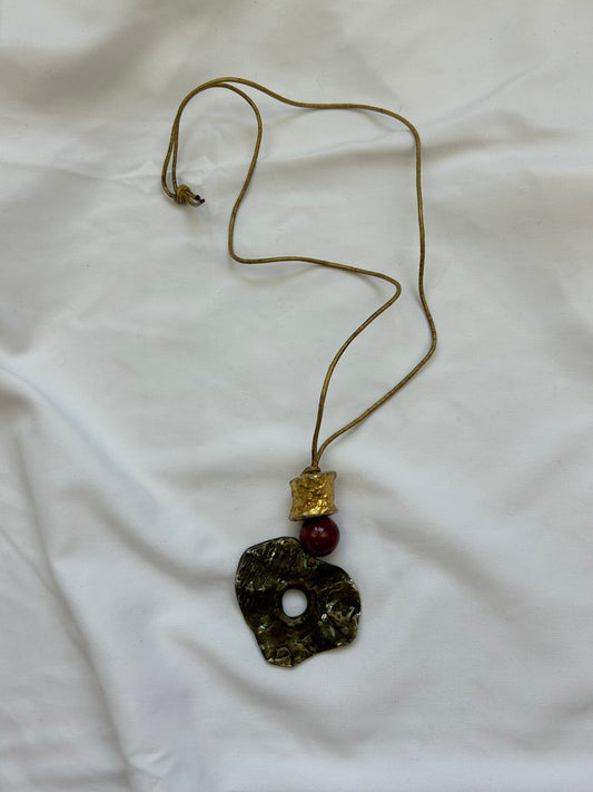 Gold cord pendant necklace
