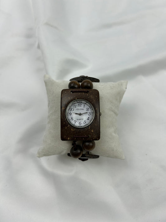 Vintage brown wood bracelet watch jewelry