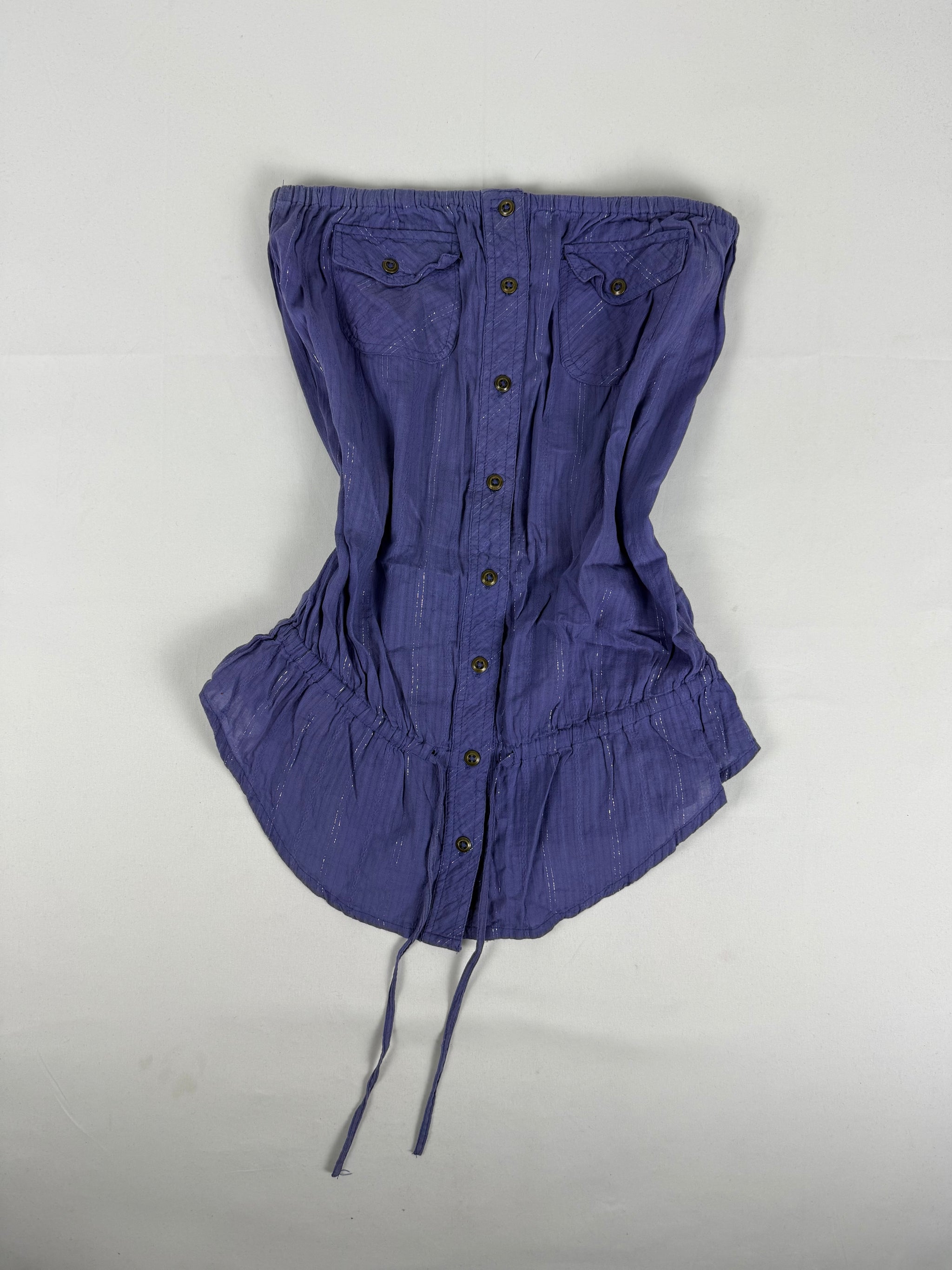 Buttons up check print tube top (M)