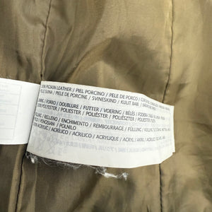 Khaki tight fit suede real leather zip up biker jacket (XS)