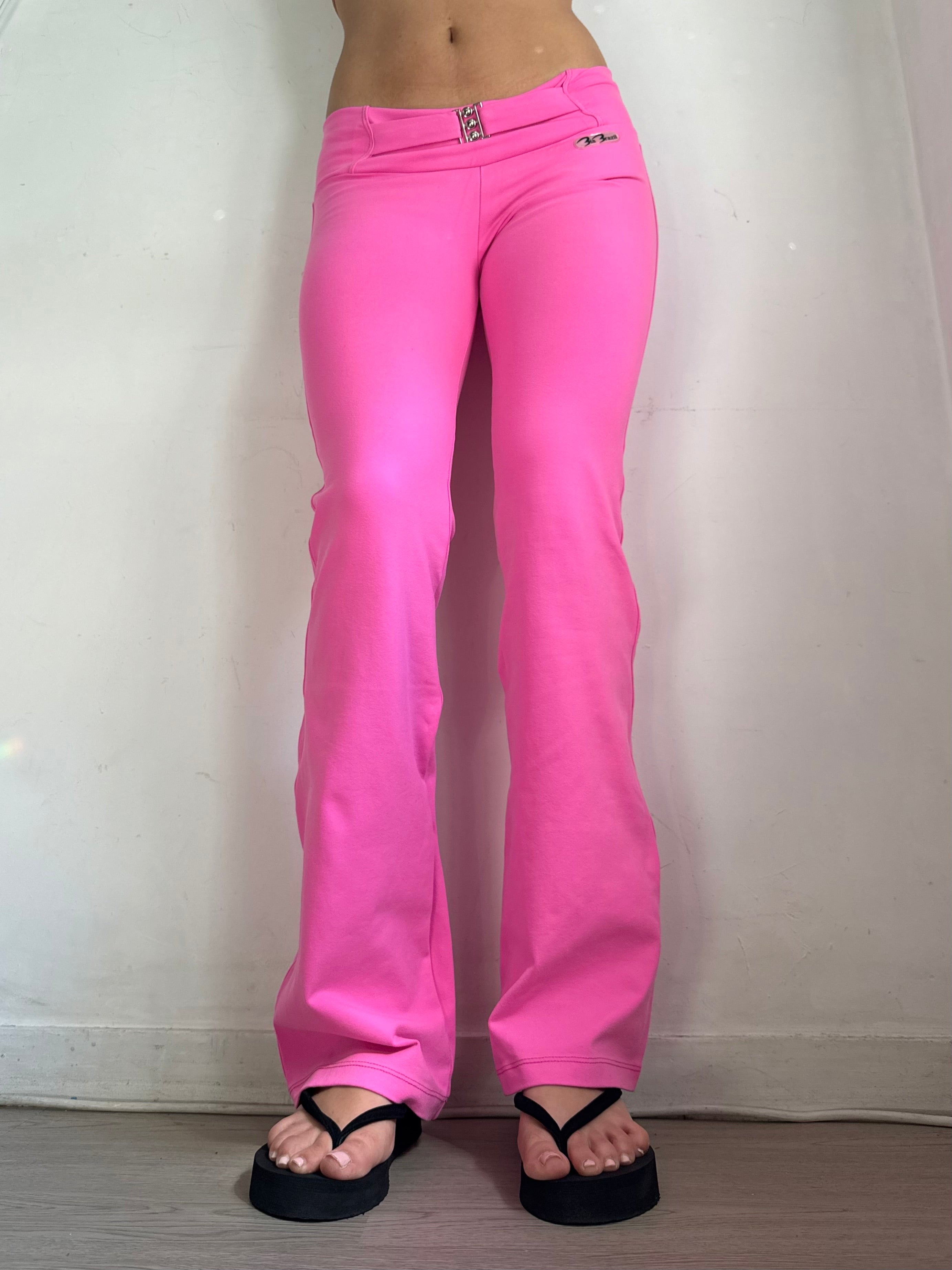 Pink stretchy activewear flare pants (S/M)