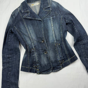 Blue denim tight fit office blazer jacket (XS/S)