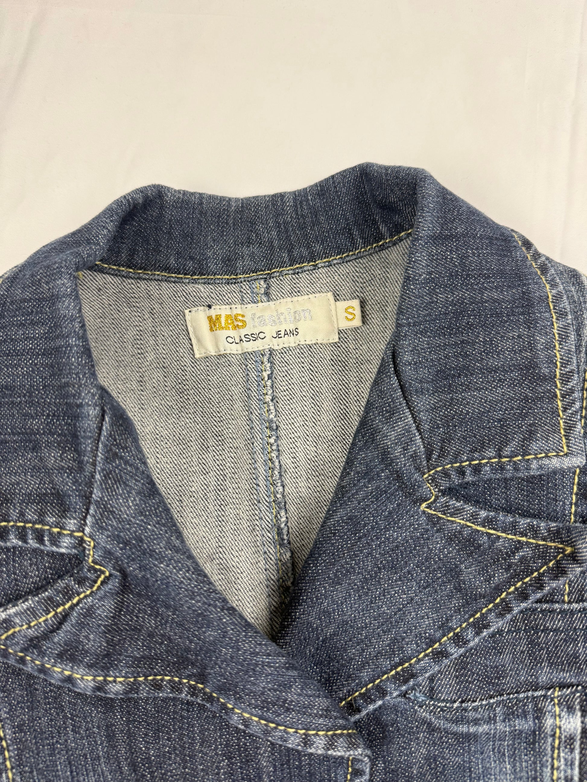 Blue denim tight fit office blazer jacket (XS/S)