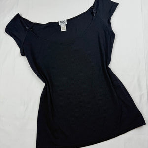 Black cotton ribbed tight fit tee (XL)