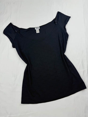 Black cotton ribbed tight fit tee (XL)