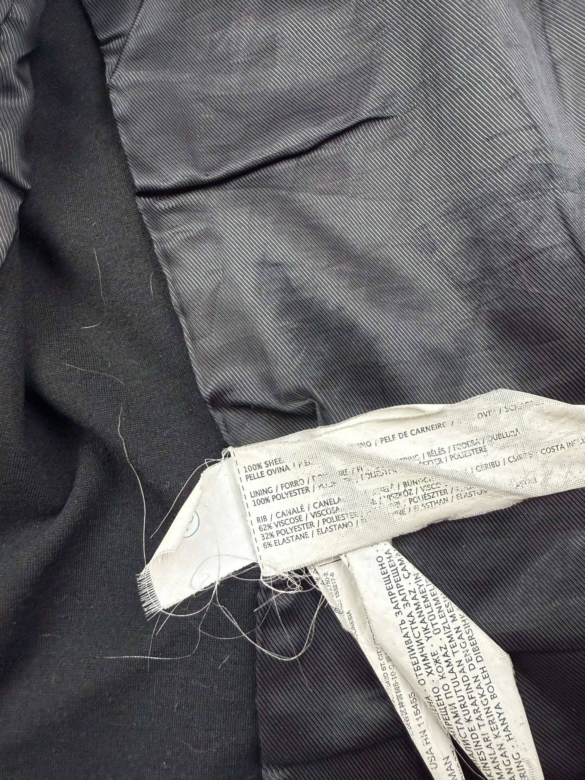 Black real leather tight fit biker jacket (XS)