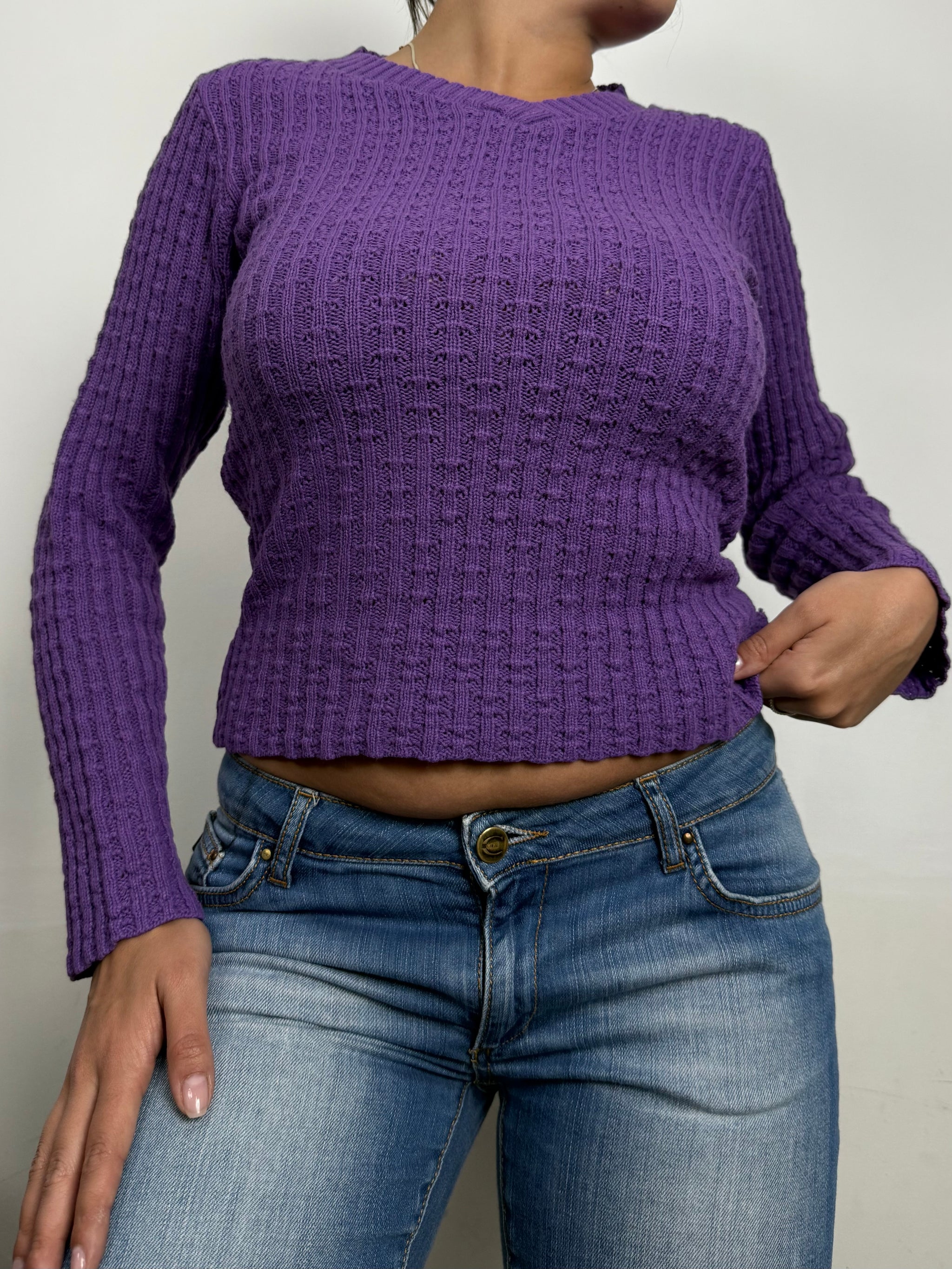 Purple V neck  jumper (S)