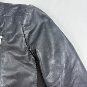 Black real leather tight fit biker jacket (XS)