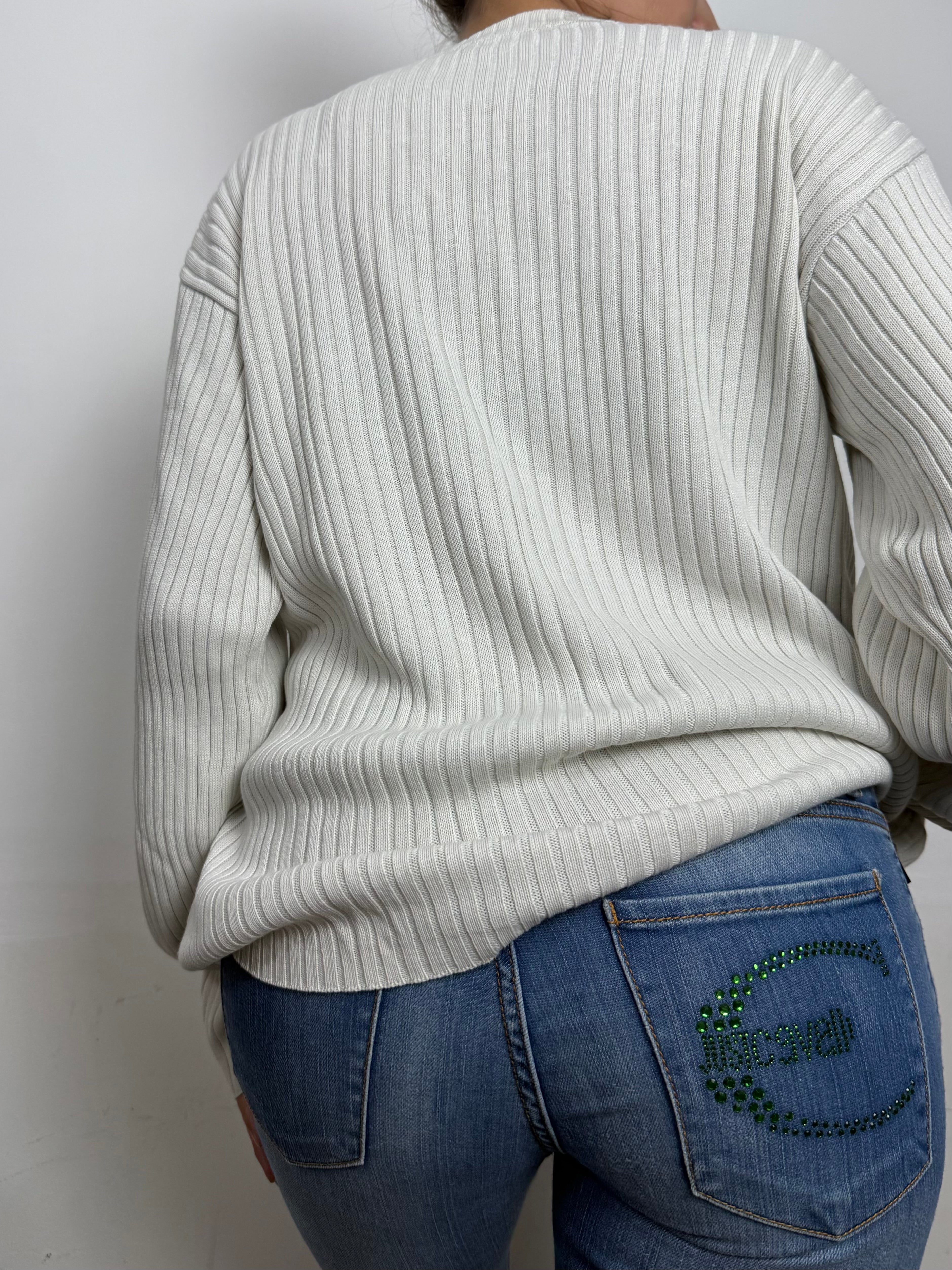 White zip up ribbed jumper (XL)