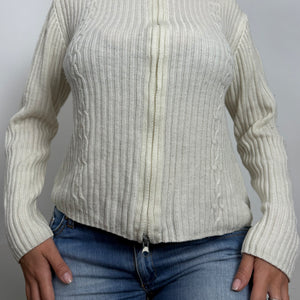 Cream zip up cardigan  jumper (M/L)