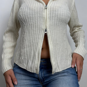 Cream zip up cardigan  jumper (M/L)