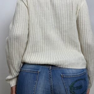 Cream zip up cardigan  jumper (M/L)