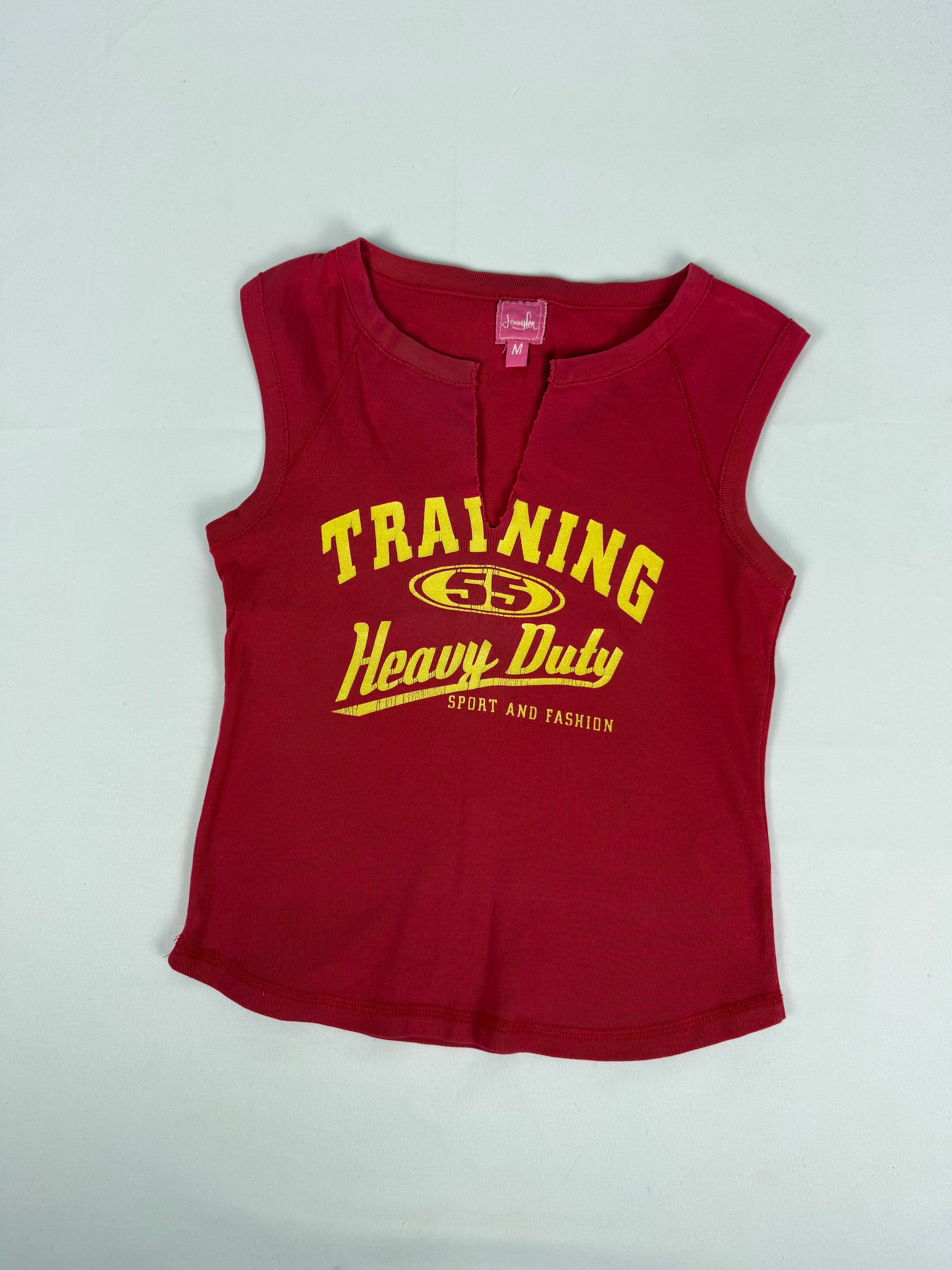 Red cotton graphic tight fit top (S/M)