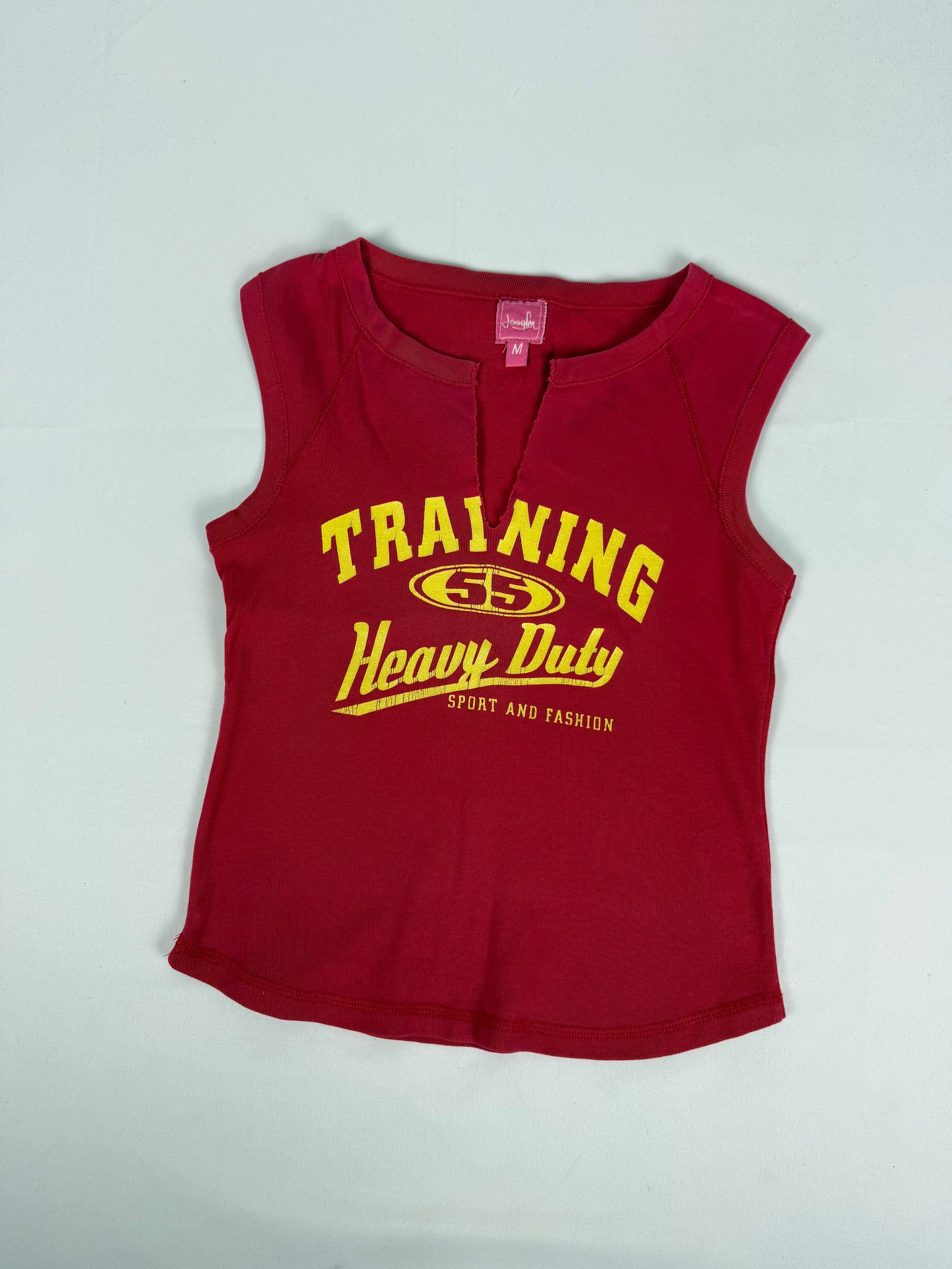 Red cotton graphic tight fit top (S/M)