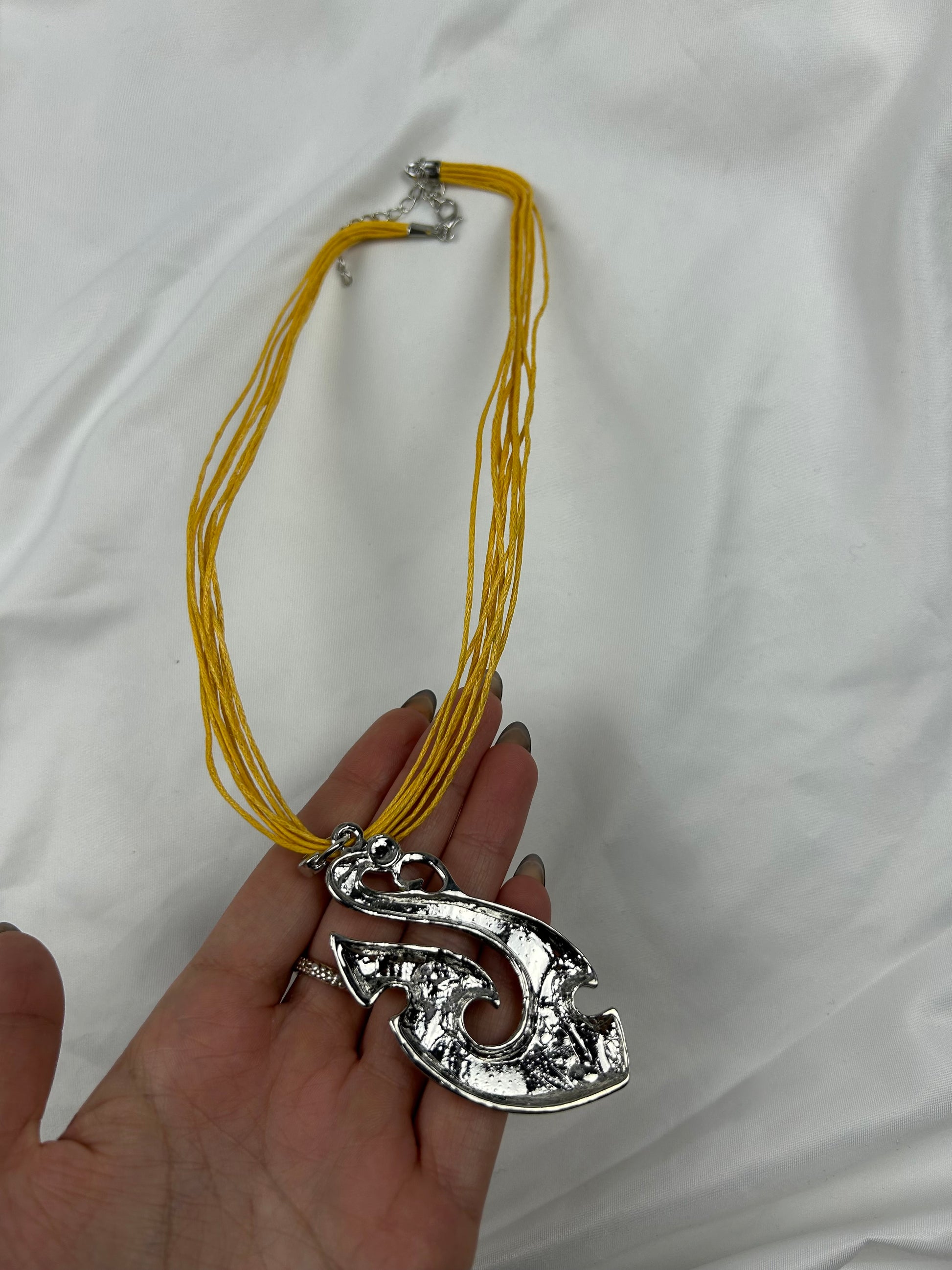 Yellow cord boho necklace + earrings set