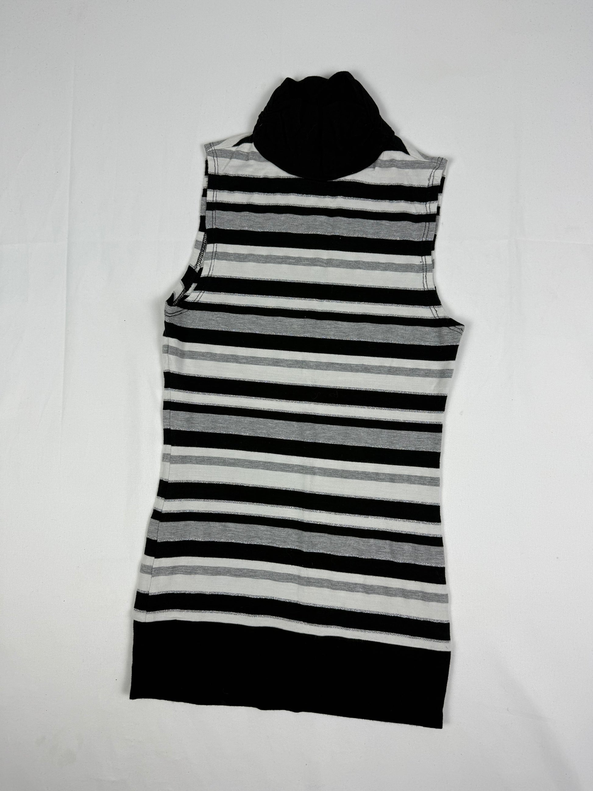 Black striped stretchy turtleneck top (S/M)