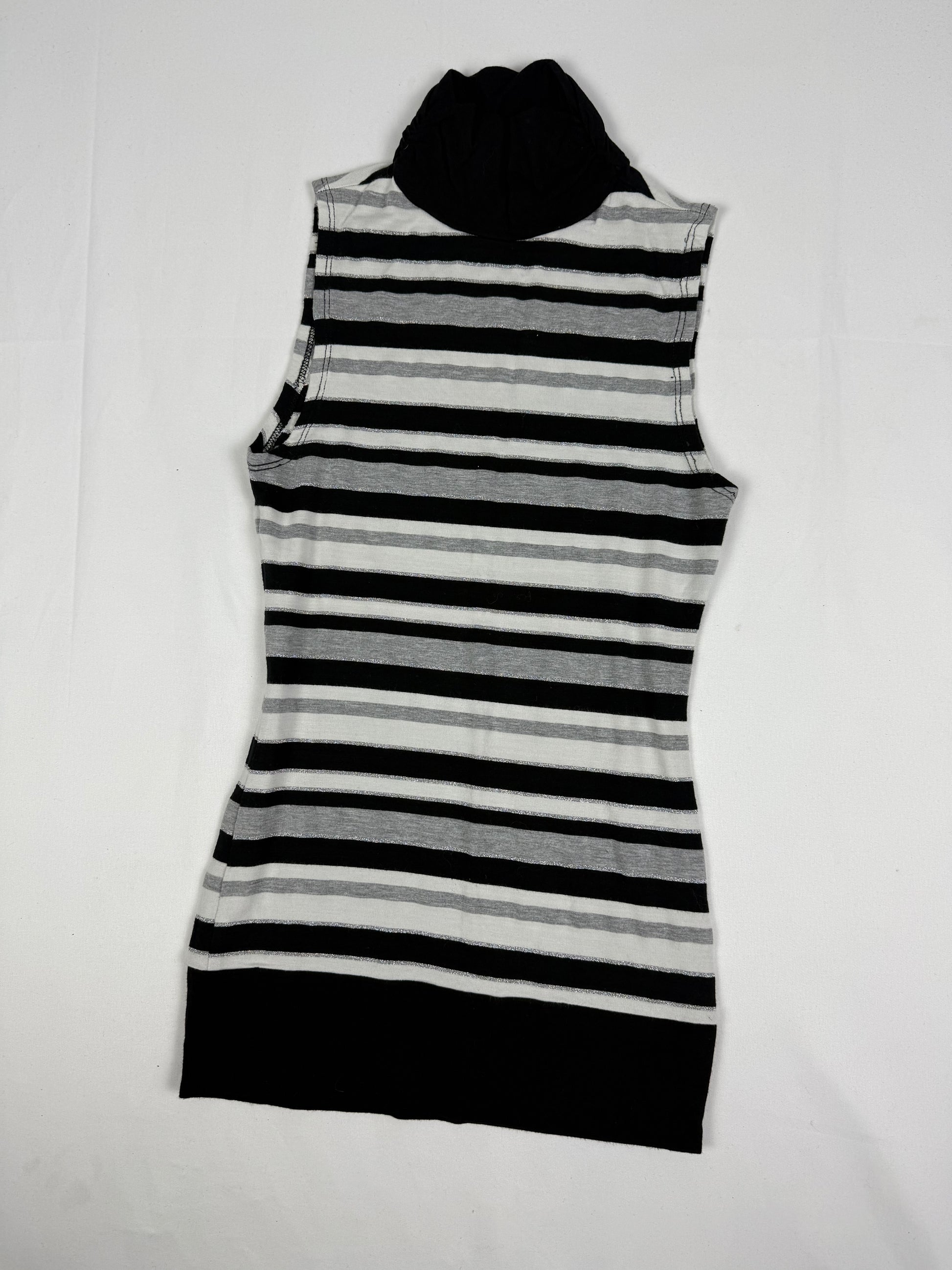 Black striped stretchy turtleneck top (S/M)