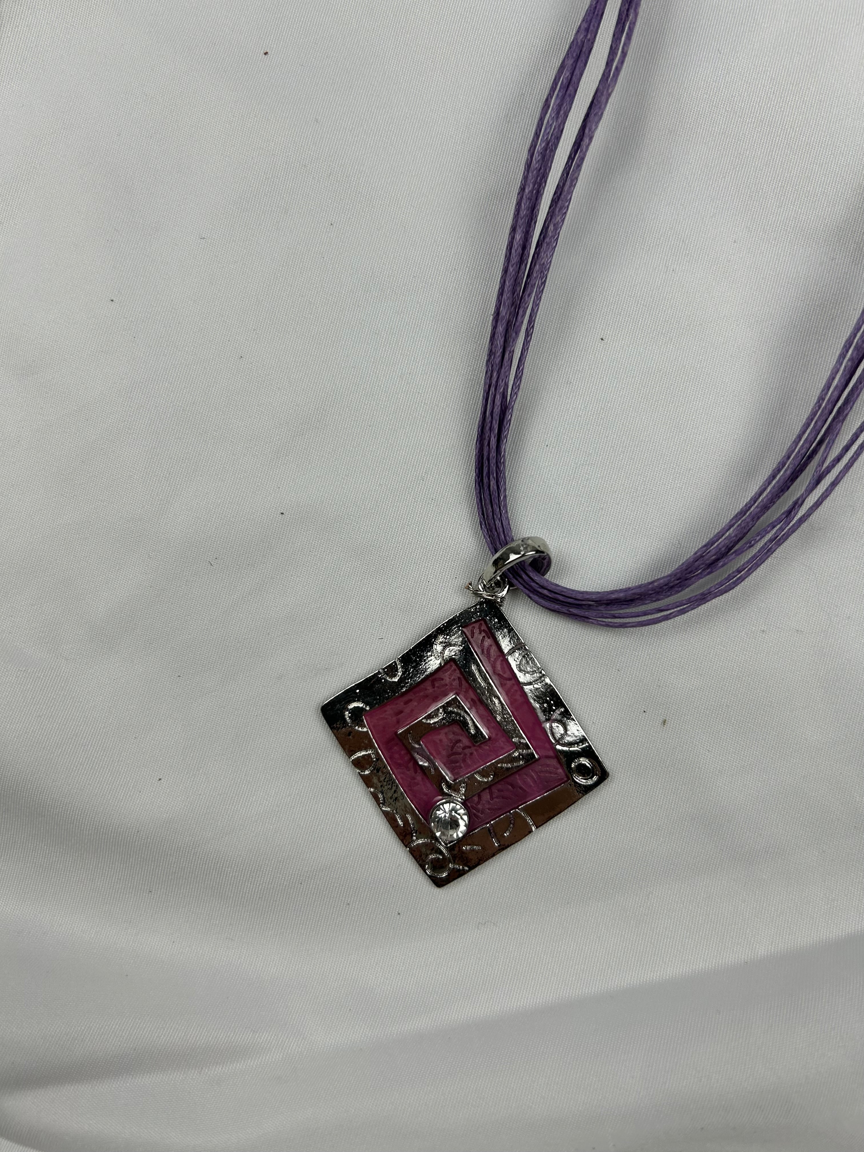 Purple cord boho necklace + earrings set